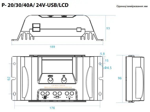 Контроллер заряда Altek P-30А/24V-USB/LCD P-30А/24V-USB/LCD фото