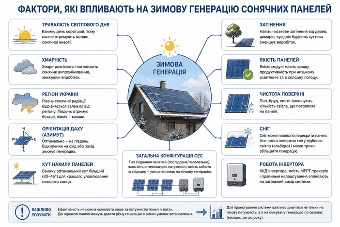Схема факторів, які впливають на зимову генерацію
