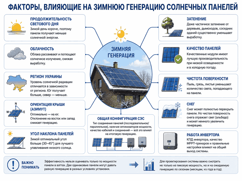 Схема факторов, влияющих на зимнюю генерацию