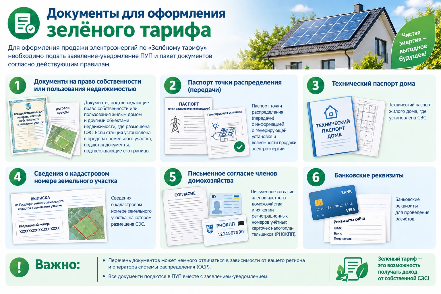 Пакет документов для оформления «зеленого тарифа»